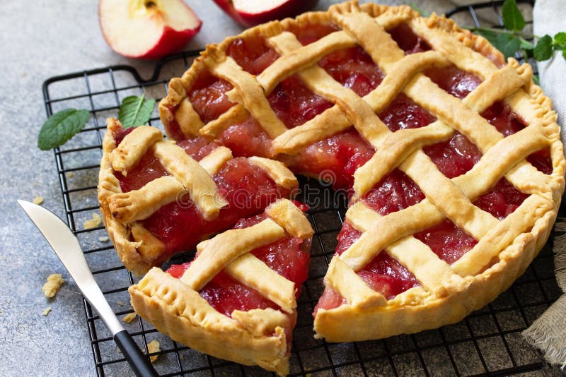 Homemade baking. Autumn apple pie stock photos