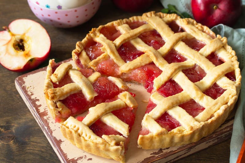 Homemade baking. Sweet apple pie stock image