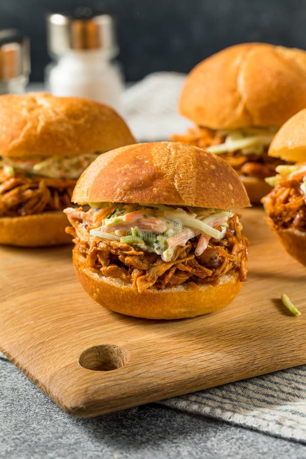 Homemade Barbecue Pulled Chicken Sliders Stock Image Image of slaw