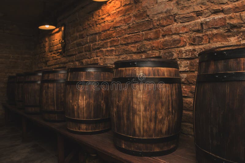 Barrels in the wine cellar stock photo. Image of underground 90052506
