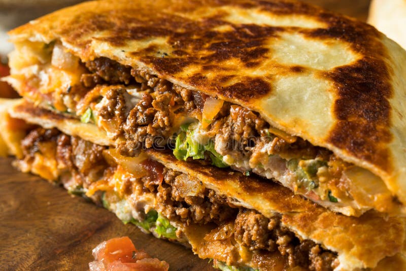 Homemade Beef Crunchwrap Quesadilla Stock Image Image of dinner, food