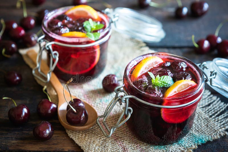 Sweet black cherry jam stock photo. Image of empty, fresh 73008072