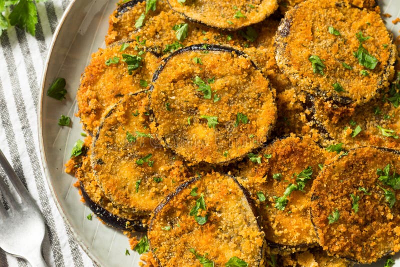 Homemade Breaded Baked Eggplant Stock Image Image of coated