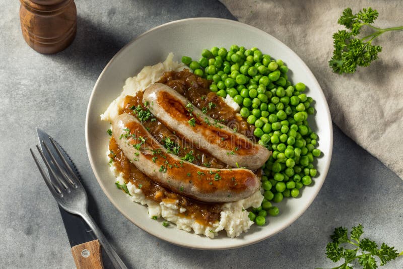 Homemade British Bangers and Mash Stock Image Image of delicious