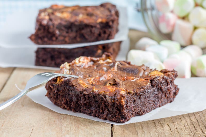 Homemade Brownies with Marshmallow Stock Image Image of cooked, bake