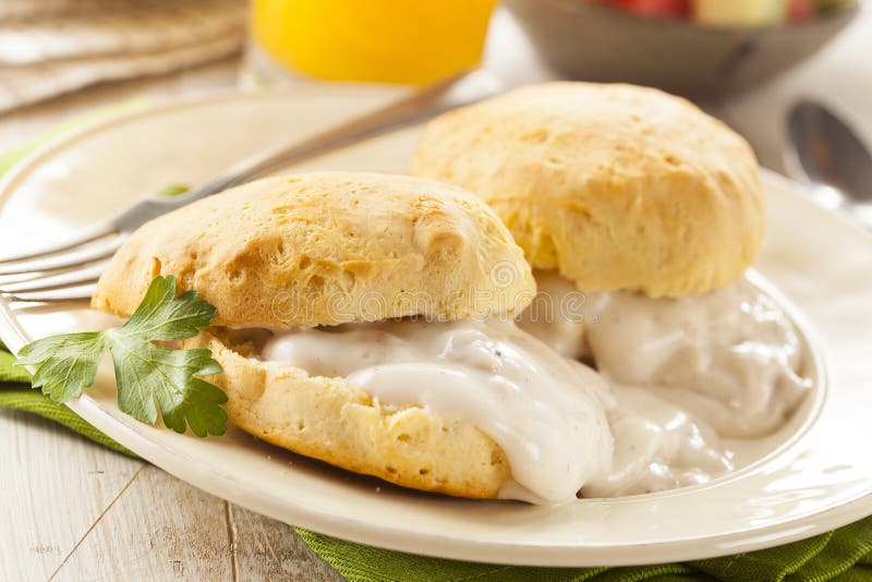 Homemade Buttermilk Biscuits and Gravy Stock Photo Image of breakfast
