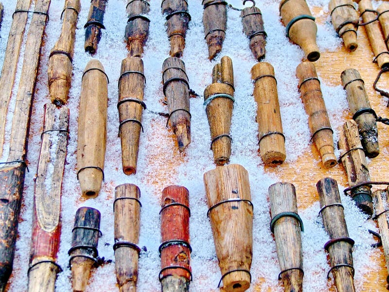 Homemade Carved Wooden Spiles To Tap Maple Trees Stock Image - Image of ...