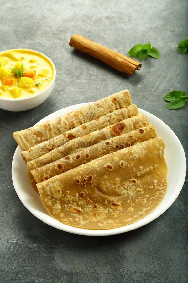 Homemade Chapathi and Curry Healthy Breakfast. Stock Image Image of