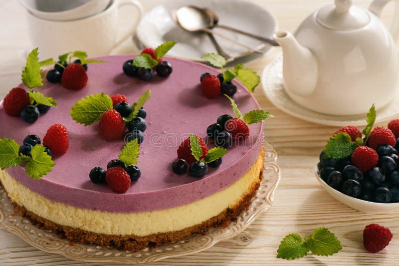 Homemade Cheesecake with Berry Mousse. Stock Image - Image of mousse ...