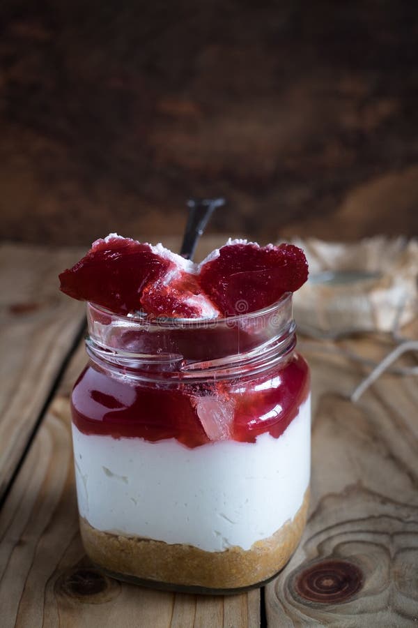 Homemade Cheesecake in a Jar with Mix Fruits Stock Photo Image of