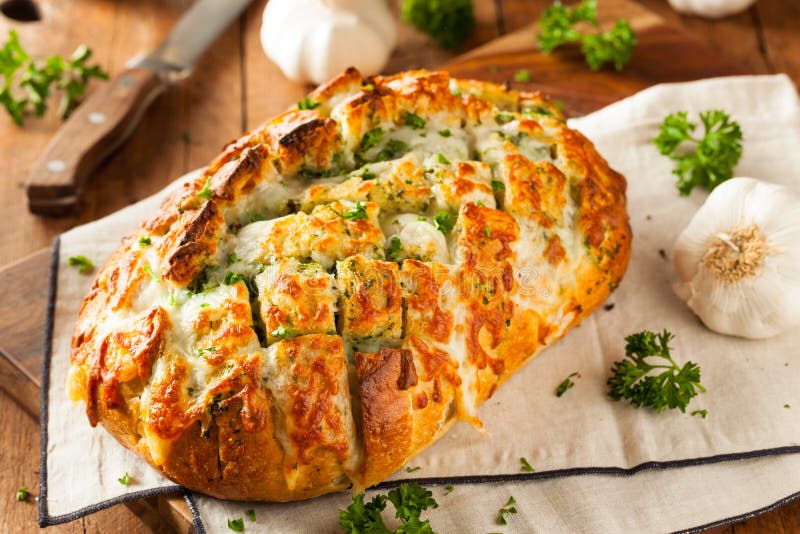 Homemade Cheesy Pull Apart Bread stock images