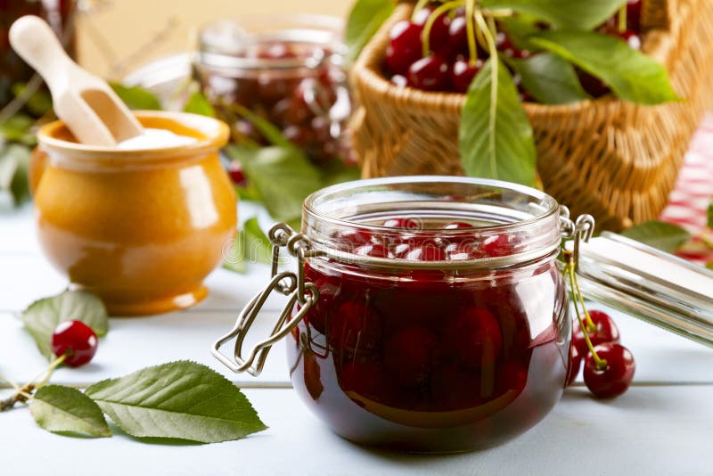 Homemade cherry compote stock image. Image of seasonal 190126317