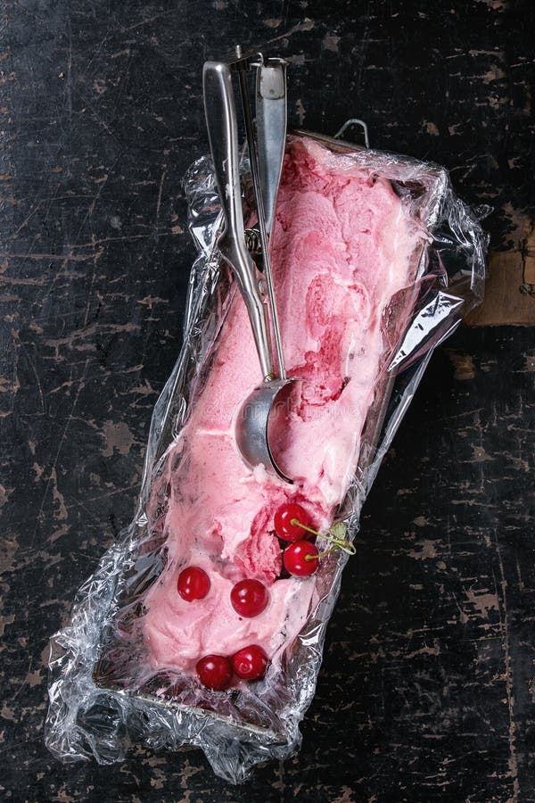 Homemade cherry sorbet