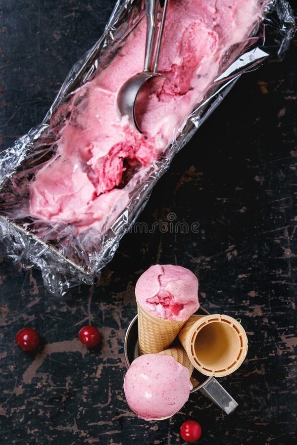 Homemade cherry sorbet