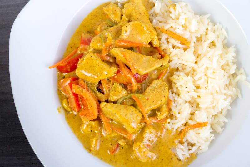 Homemade Chicken Curry with Rice Stock Photo Image of food, plate