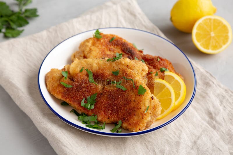 Homemade Chicken Cutlets on a Plate, Side View Stock Image Image of