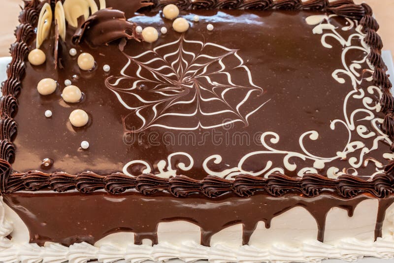 Homemade chocolate cake. Close up of homemade chocolate cake. Top view