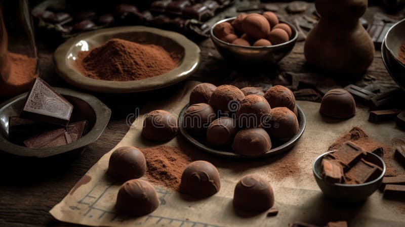 Homemade choklad i skålar stock illustrationer