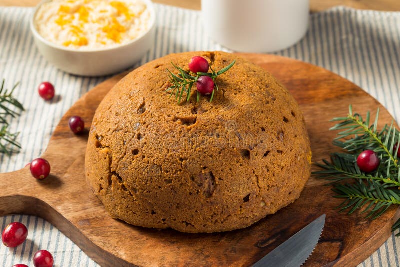 Homemade Christmas Figgy Pudding Stock Photo Image of dessert, brandy
