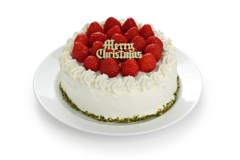 Homemade christmas strawberry cake