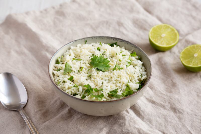 Homemade Cilantro Lime Rice in a Bowl, Side View Stock Photo Image of