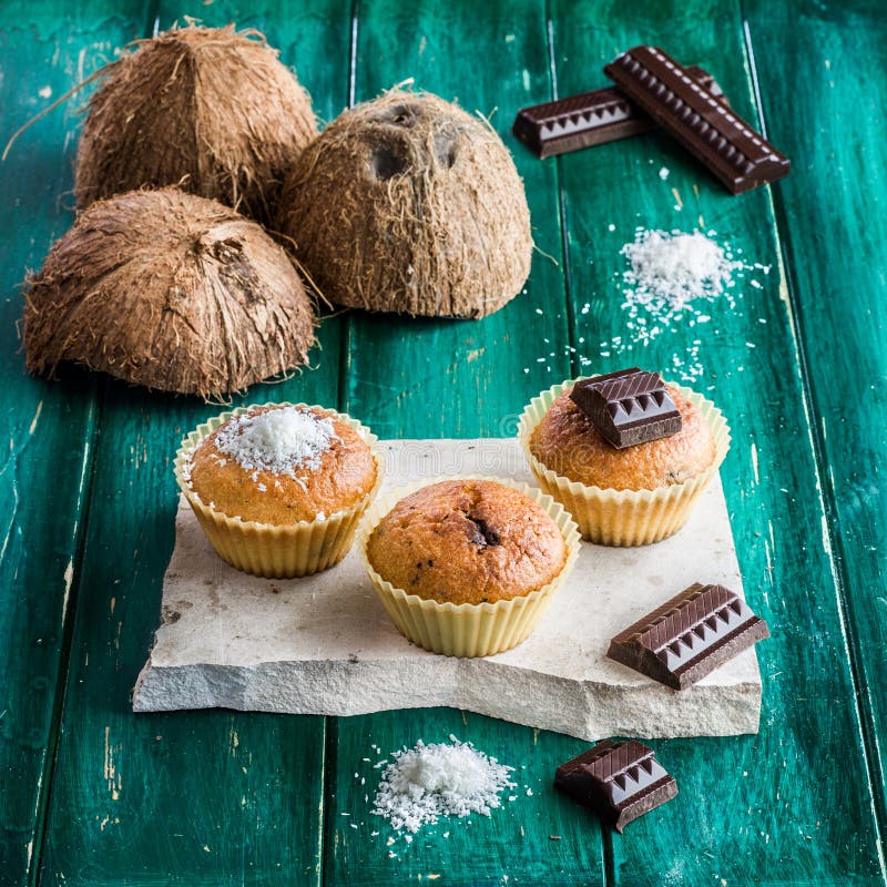 Coconut and Chocolate Muffins Stock Image Image of cocoa, muffin