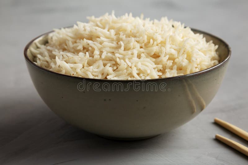 Homemade Cooked Basmati Rice in a Bowl, Side View Stock Image Image