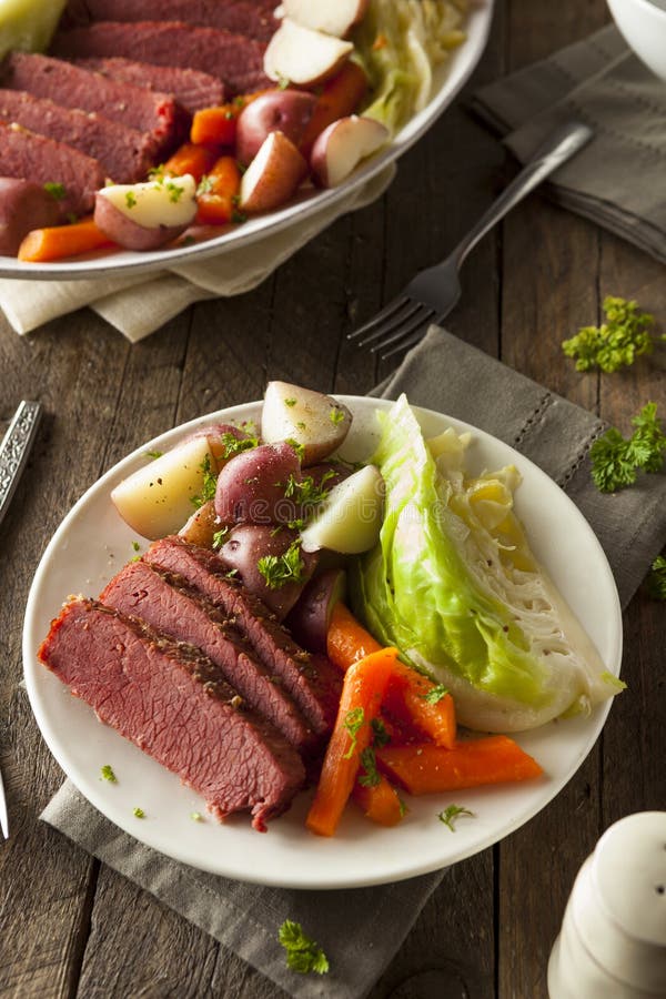 Homemade Corned Beef and Cabbage Stock Image Image of meal, cooked