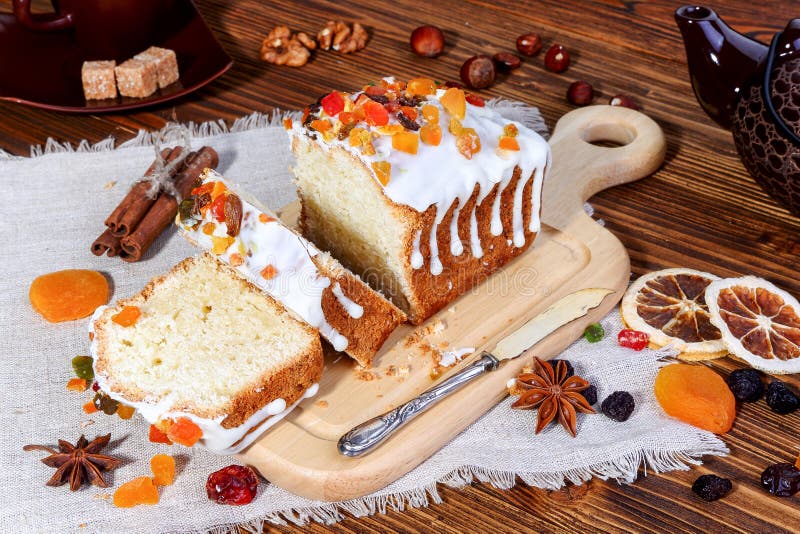 Homemade Cottage Cheese Cake with Candied Fruit Stock Image Image of