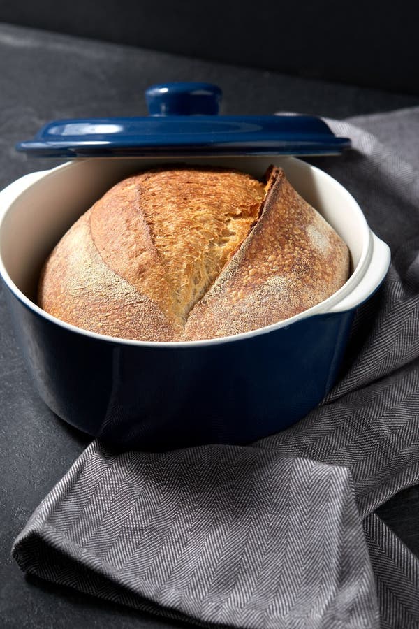 Homemade Craft Bread in Ceramic Baking Dish Stock Photo Image of