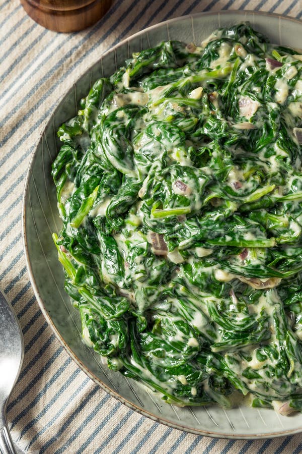 Homemade Creamed Spinach Side Dish Stock Image - Image of meal, herb