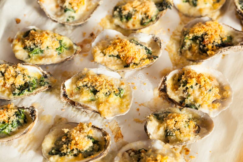 Homemade Creamy Oysters Rockefeller Stock Image - Image of american ...