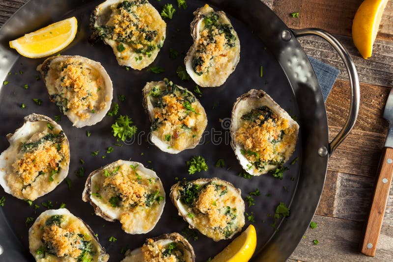 Homemade Creamy Oysters Rockefeller Stock Image Image of parmesan