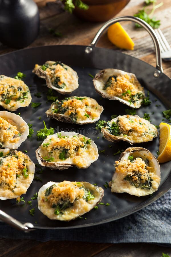 Homemade Creamy Oysters Rockefeller Stock Image Image of herb, cooked