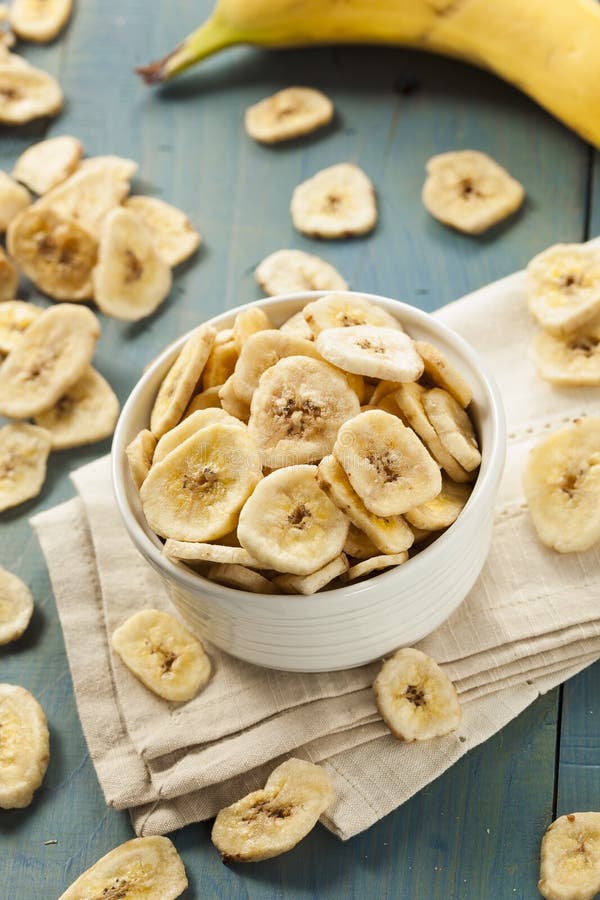 Homemade Dehydrated Banana Chips Stock Image Image of vegetable