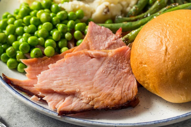 Homemade Easter Ham Dinner stock photo. Image of slice 244001904