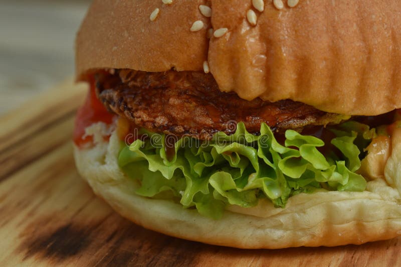 Homemade Egg Hamburger with Lettuce and Tomato Stock Image Image of