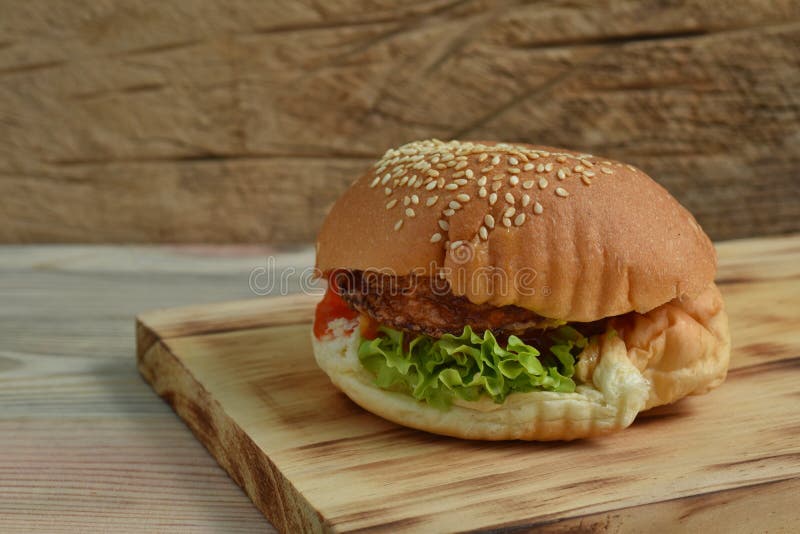 Homemade Egg Hamburger with Lettuce and Tomato Stock Image Image of