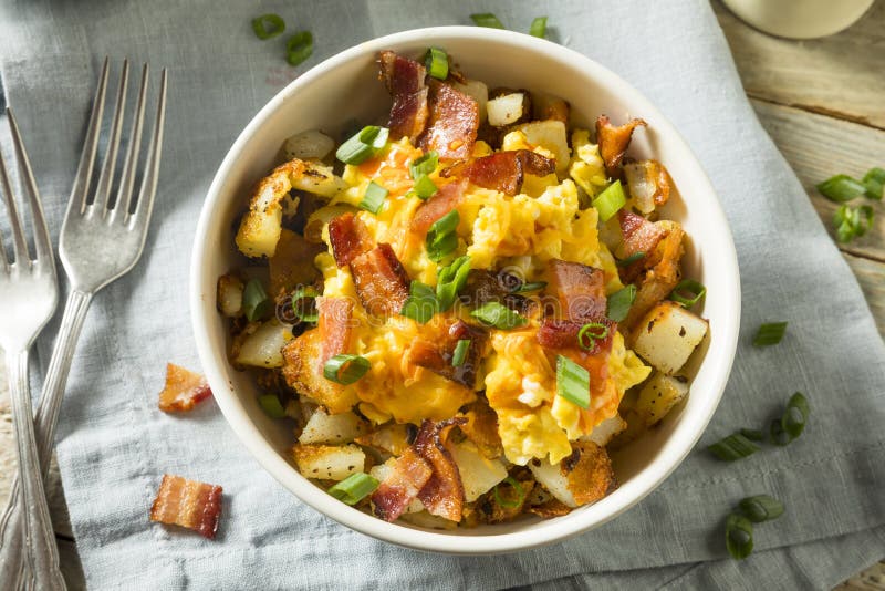 Homemade Egg and Potato Breakfast Bowl Stock Image - Image of browns