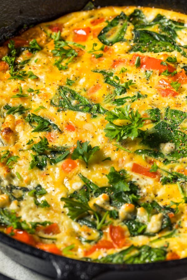 Homemade Egg and Spinach Frittata Stock Image - Image of scrambled