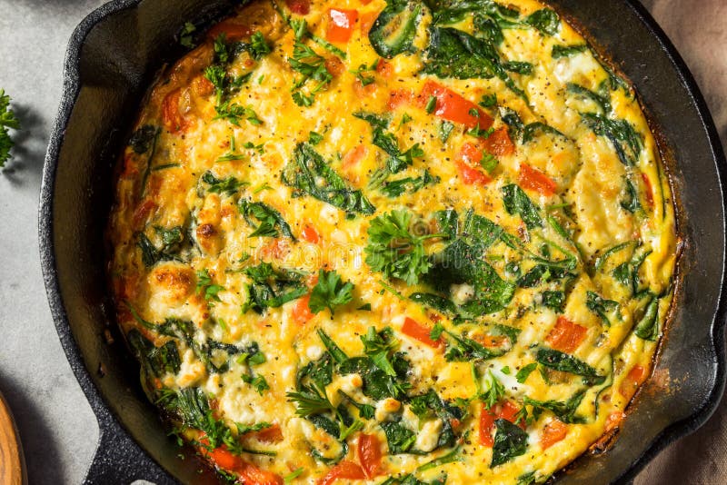 Homemade Egg and Spinach Frittata Stock Photo - Image of frittata