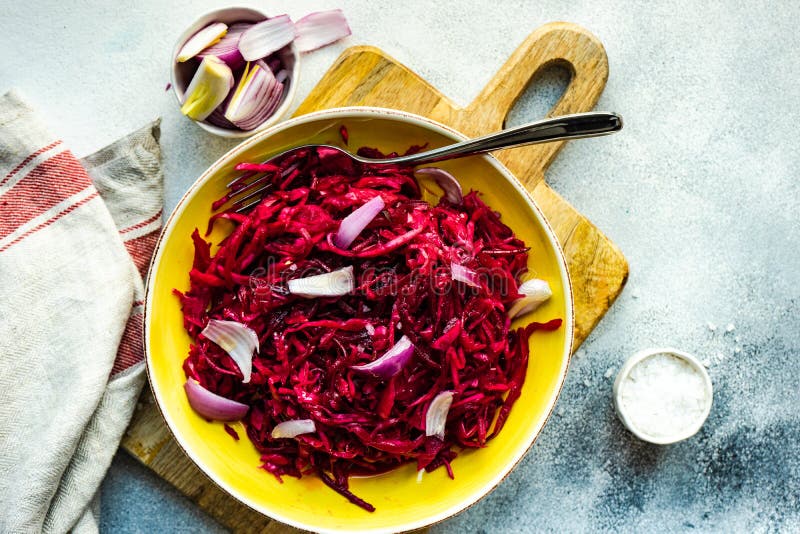 Homemade fermented food with cabbage and beetroot stock image Homemade fermented food with cabbage and beetroot stock image