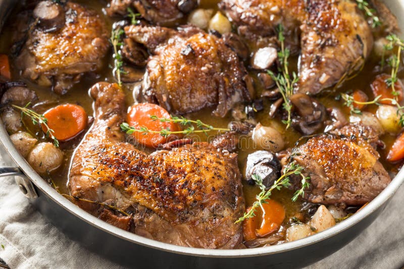 Homemade French Coq Au Vin Chicken royalty free stock photography Homemade French Coq Au Vin Chicken royalty free stock photography