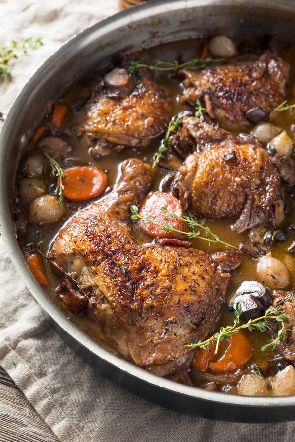 Homemade French Coq Au Vin Chicken Stock Image - Image of breast ...