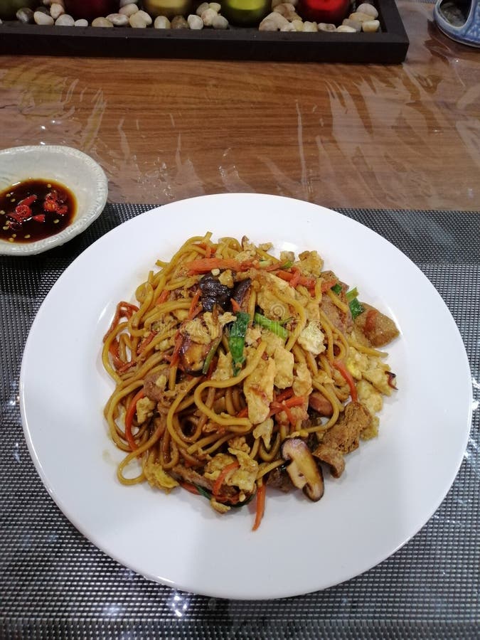 Homemade Fried Noodles with Mushroom Egg Stock Photo Image of fried