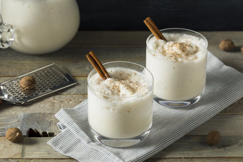 Homemade Frozen Bourbon Milk Punch with Cinnamon and Nutmeg