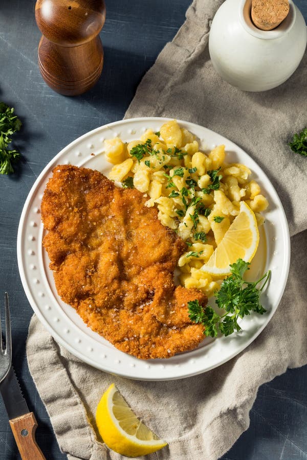 Homemade German Pork Schnitzel Stock Image Image of steak, german