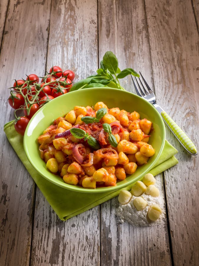Homemade Gnocchi with Tomato Sauce Stock Image Image of marble, delicious 29847317