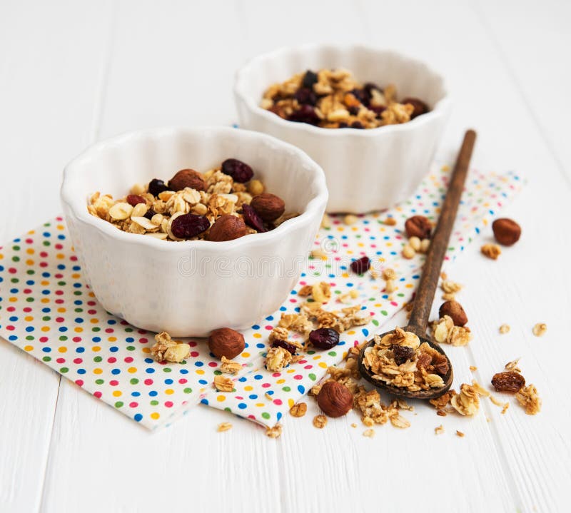 Homemade granola on a table stock photography Homemade granola on a table stock photography