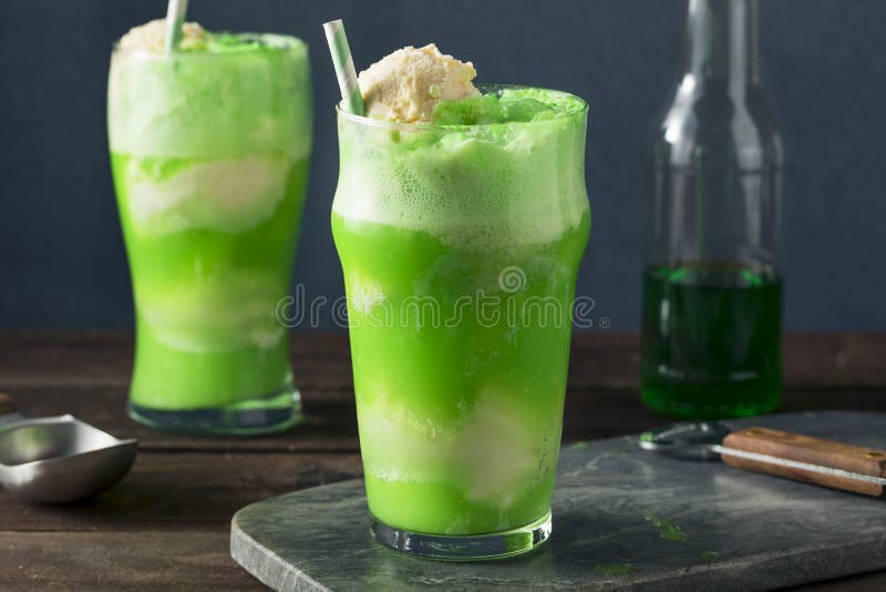 Homemade Green Ice Cream Soda Float. For St. Patricks Day royalty free stock photography